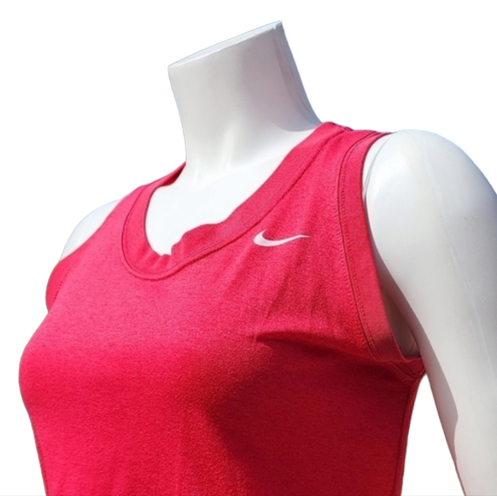 NIKE DRI FIT Dark Pink Fuscia Tank Top S Small Running Workout Reflective Shirt - Picture 2 of 12